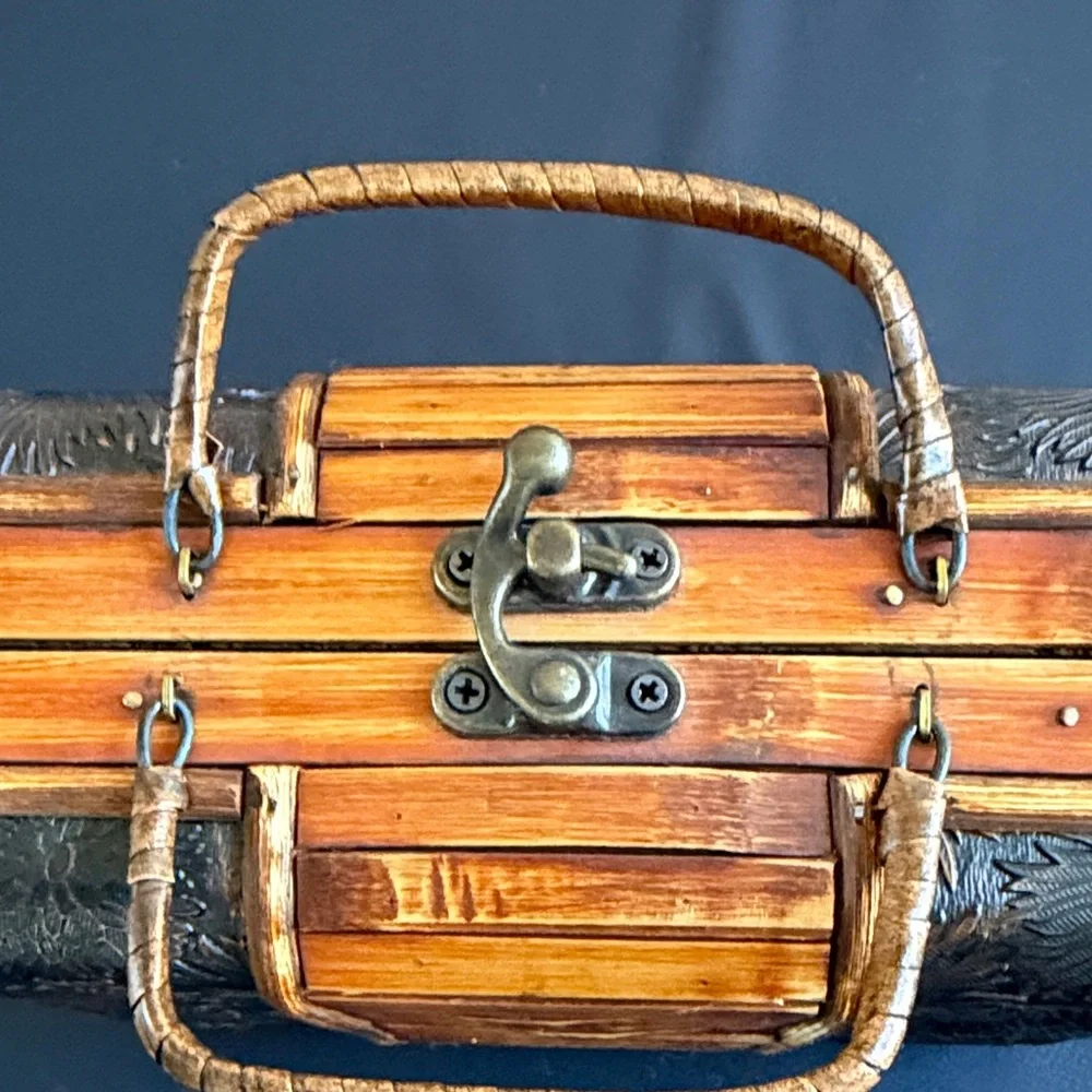 Wicker Wood Storage Box Sewing Box Craft Organizer Cottagecore Decor